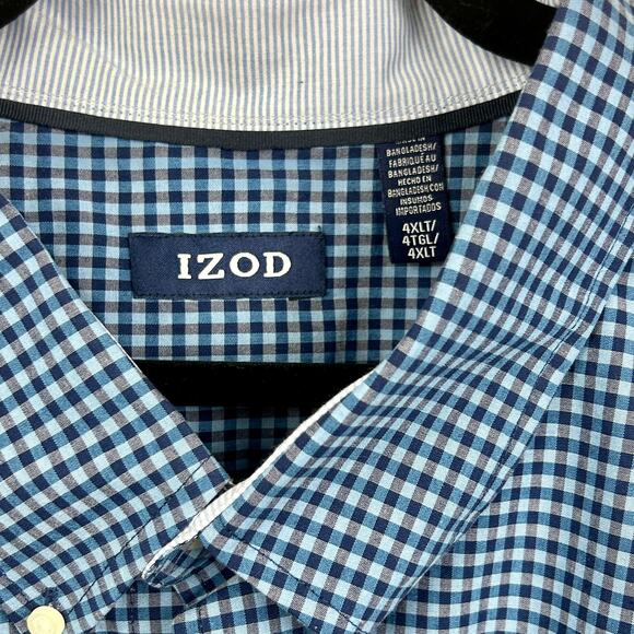 IZOD 4XLT Blue Performance Comfort Button Down Shirt NWT - Picture 4 of 7